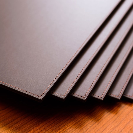 Dacasso Chocolate Brown Leatherette 17" x 14" Conference Table Pad with Stitched Edging PR-3347